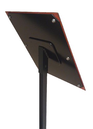 Black display stake with plaque installed