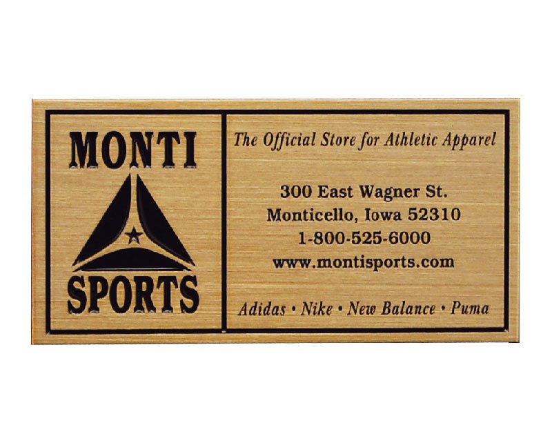 Zinc Monti Sports plaque with gold finish