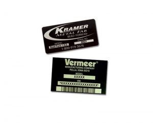Black and silver Kramer Metal Fab and Vermeer ID tags