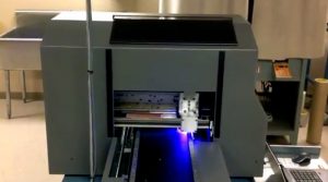 Inside view of UV flatbed printer