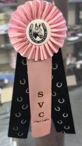 Pink and black ribbon with horseshoe accents