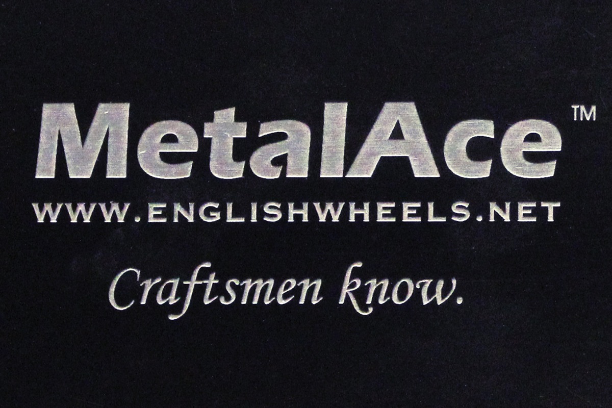 Laser-marked MetalAce logo, URL, and tagline