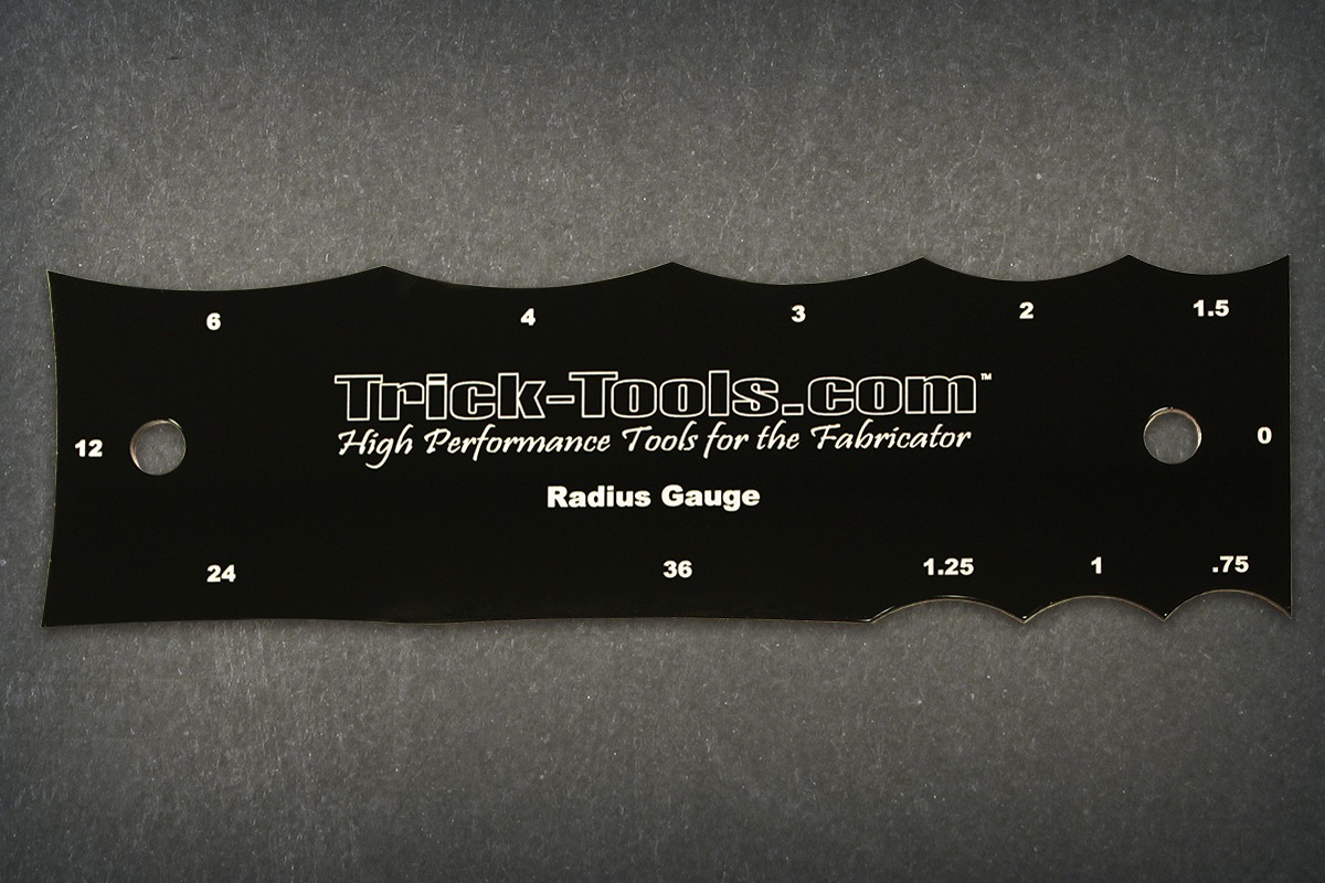 Trick-Tools logo and tagline laser-marked on radius gauge