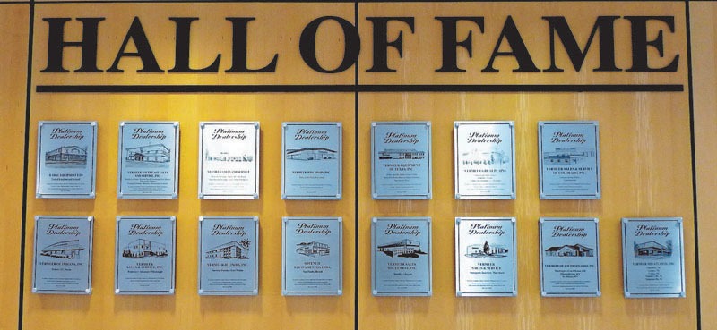 Vermeer Hall of Fame with engraved zinc plaques