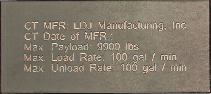 Steel ID tag for LDJ Manufacturing
