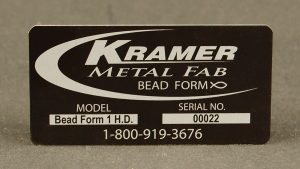 Kramer Metal Fab Metalphoto serial ID tag